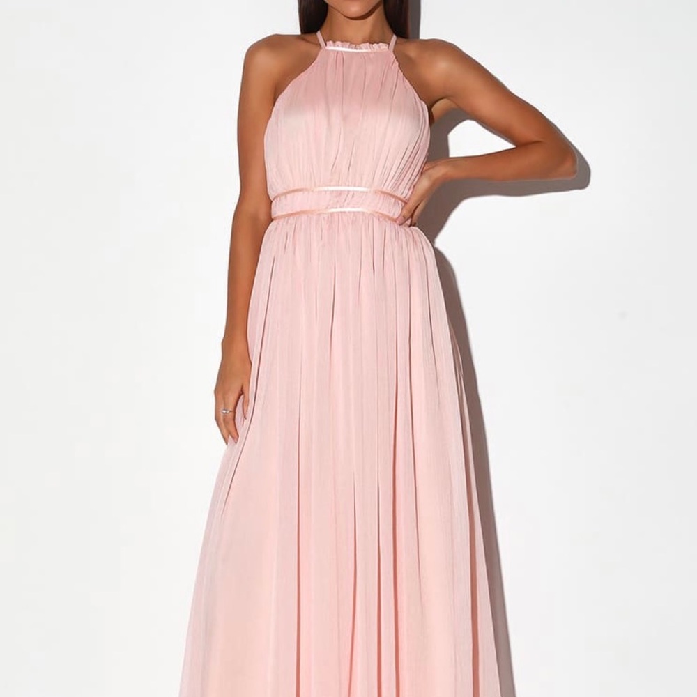 Lulus light pink halter backless maxi dress